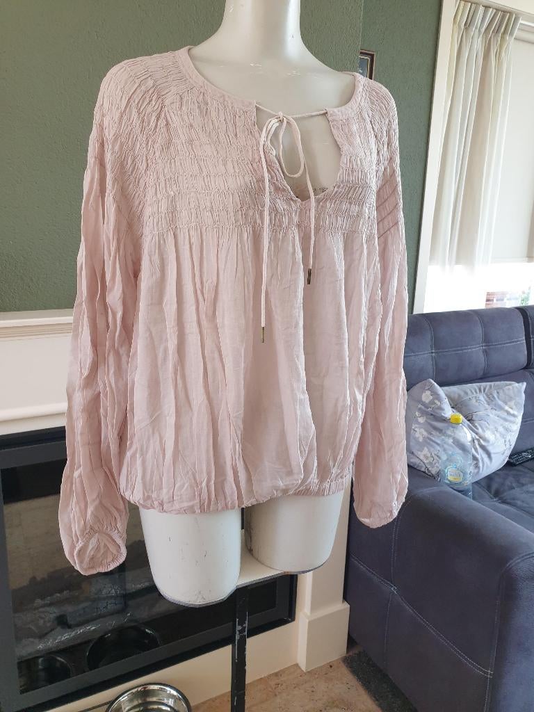 Hunkydory mooie nude beige top blouse S 36, Verzenden, Beige, Zo goed als nieuw, Lange mouw