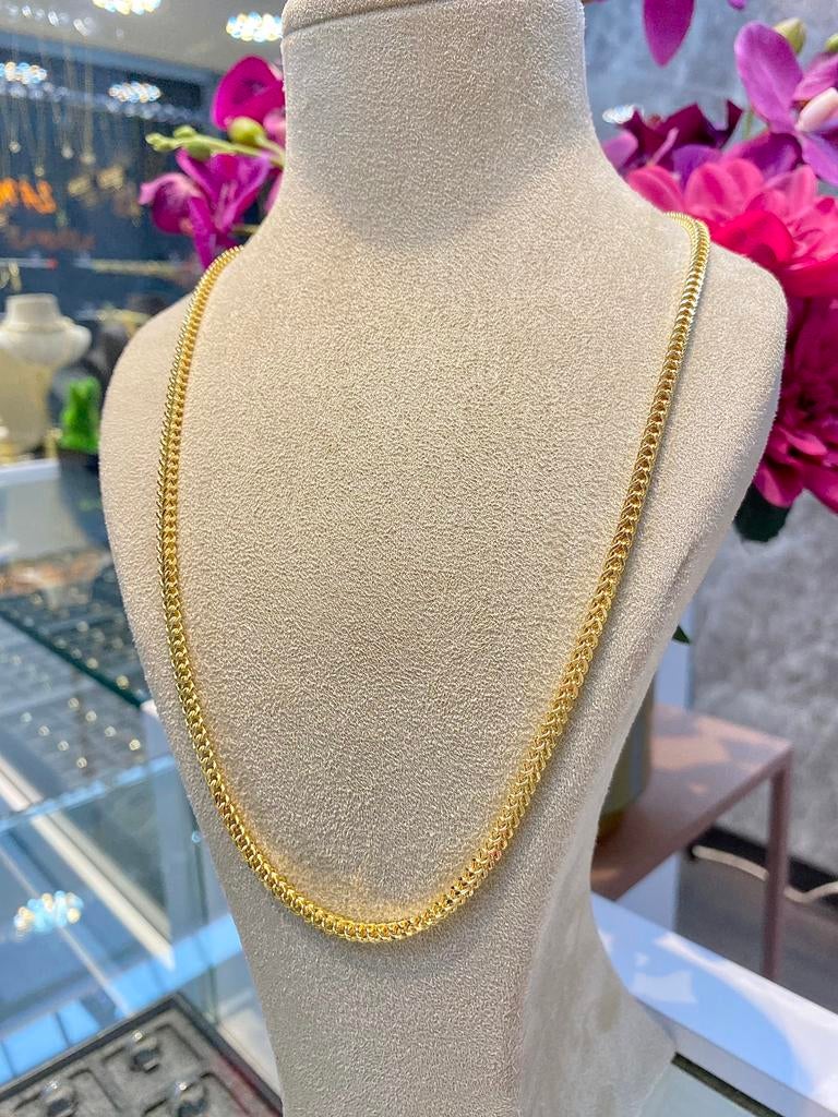 14k Gouden Massieve Vossenstaart Ketting, Verstelbaar, Nieuw, Ophalen of Verzenden, Goud