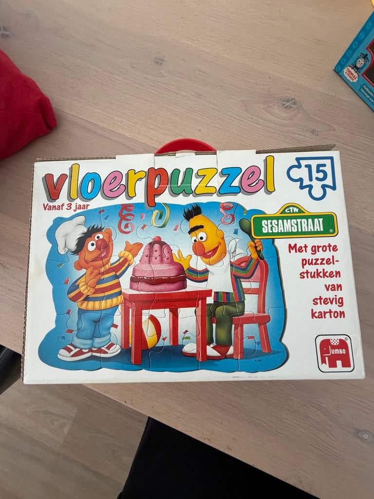 Bert en Ernie Vloerpuzzel - Sesamstraat Jumbo 15 stukjes, Ophalen of Verzenden, 10 tot 50 stukjes, Gebruikt, 2 tot 4 jaar
