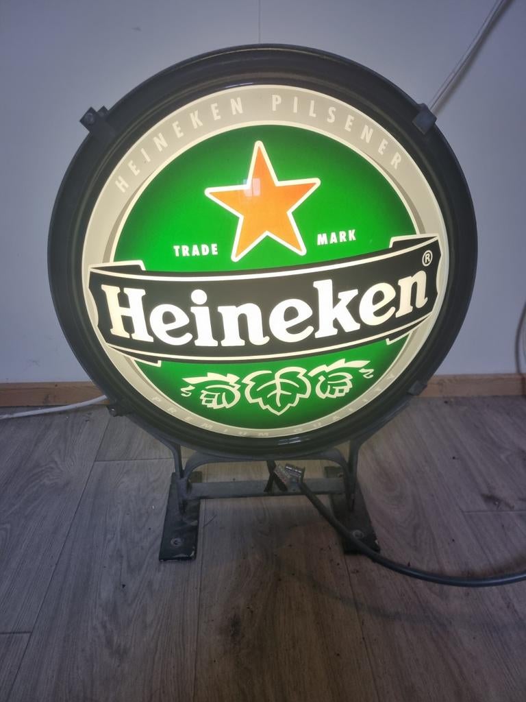 Heineken bier lichtbak gevel lamp verlichting bord, Ophalen, Gebruikt, Reclamebord, Plaat of Schild, Heineken