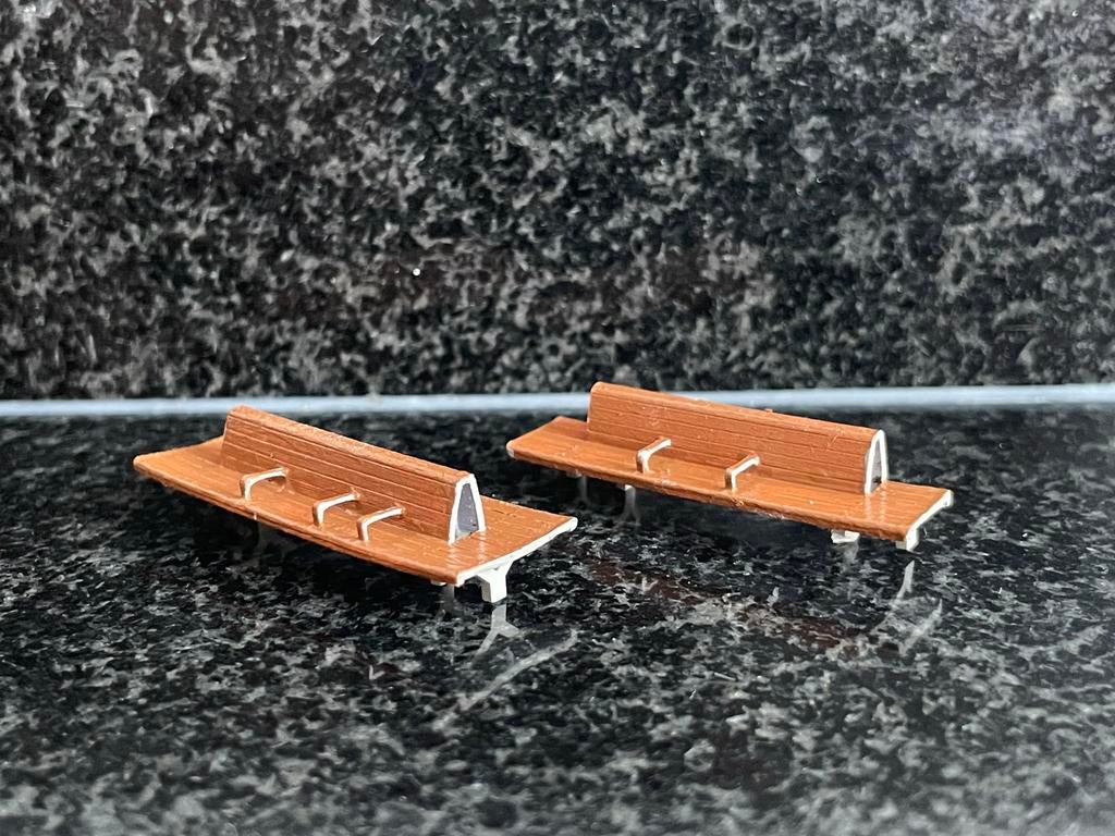 Resin trein station perron banken bankjes set 1:87 H0, Overige merken, Verzenden, Gelijkstroom of Wisselstroom, Brug, Tunnel of Gebouw