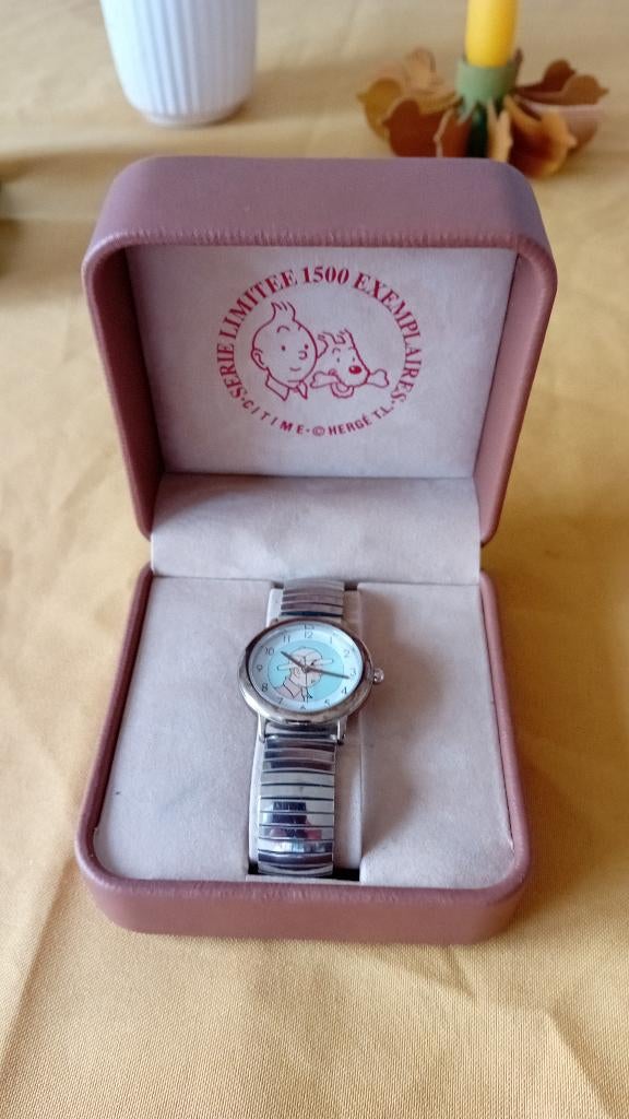 Horloge Tintin kuifje limited edition in luxe cassette, Overige merken, Staal, Staal, Polshorloge