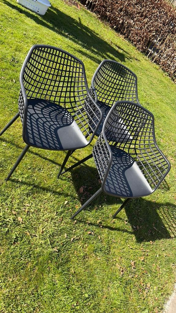 3 Kwantum webbing (tuin)stoelen zwart, Tuin en Terras, Tuinstoelen, Ophalen, Gebruikt, Kunststof