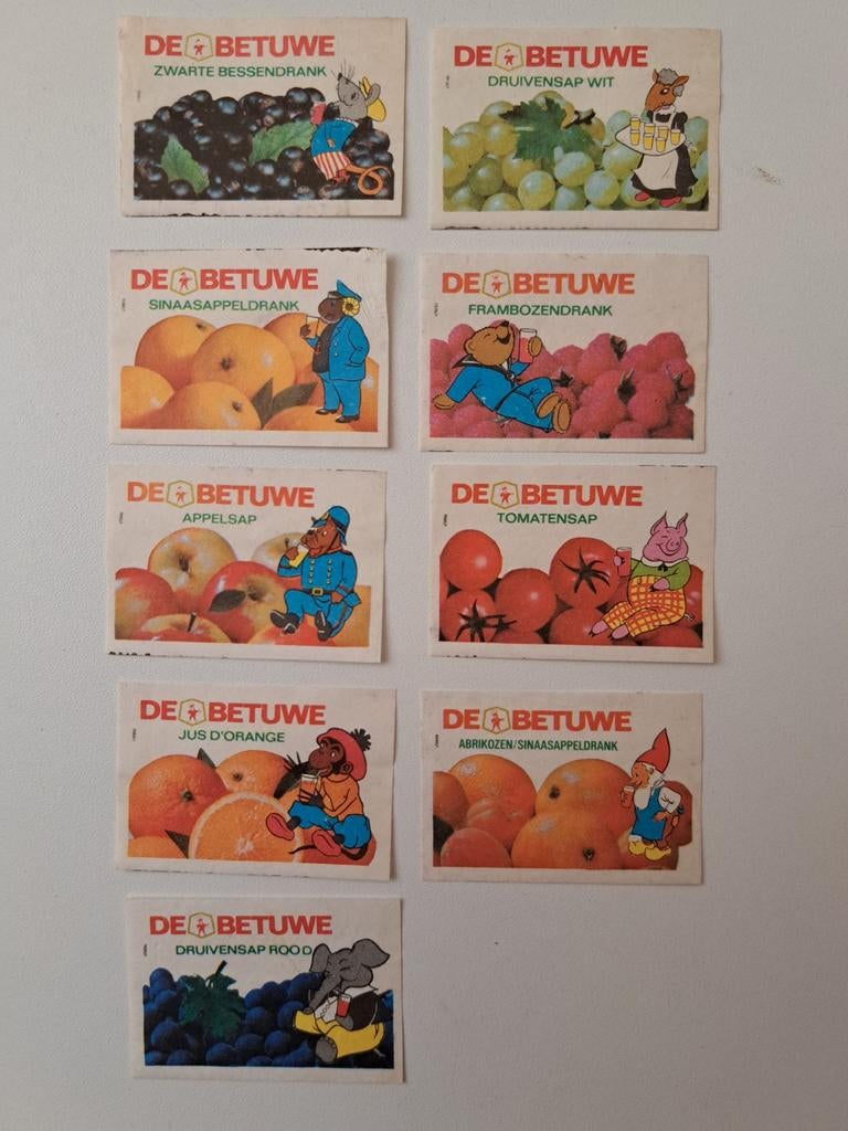 9 verschillende de Betuwe lucifers etiketten, Ophalen of Verzenden, Gebruikt, Overige typen