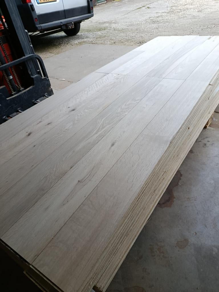 60M2 eiken duo-parket vloerdelen #VERNIEUWD#, Gebruikt, 10 m² of meer, 10 tot 30 cm, Hout