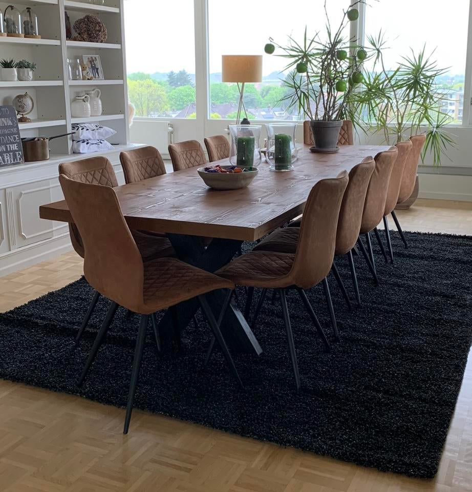 Prachtige massief houten tafel met houten kruispoten, Huis en Inrichting, Tafels | Eettafels, Ophalen, Past in iedere interieur.