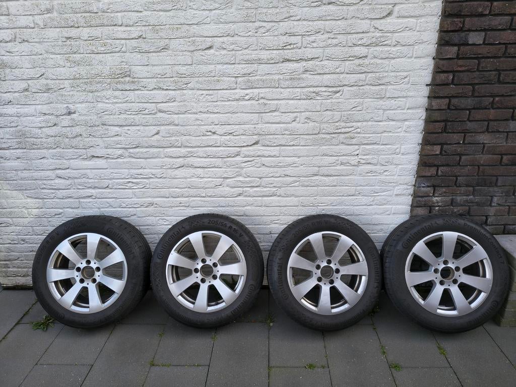 Mercedes C-klasse W204 / S204 Continental Zomerbanden + velg, Ophalen, Gebruikt, 16 inch, Banden en Velgen