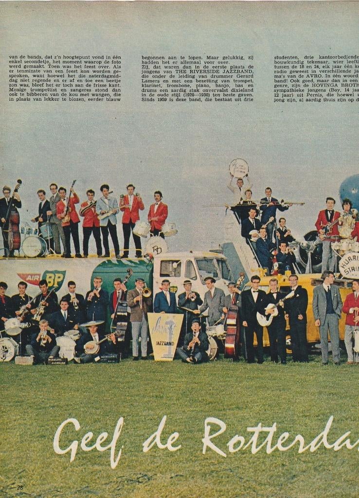 Vintage knipsel 1961 Rotterdam bandjes muziekinstrumenten, Verzenden, 1960 tot 1980, Nederland, Knipsel(s)