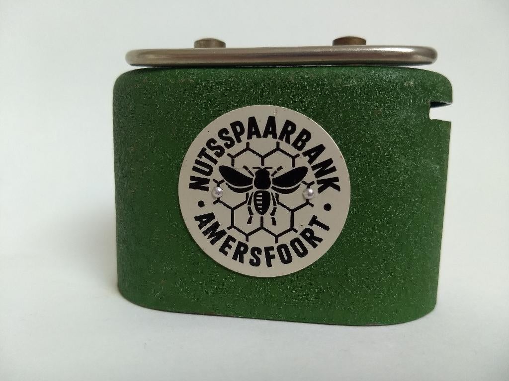spaarpotje Nutsspaarbank Amersfoort jaren 60, Ophalen, Gebruikt, Metaal of Blik, Overige thema's