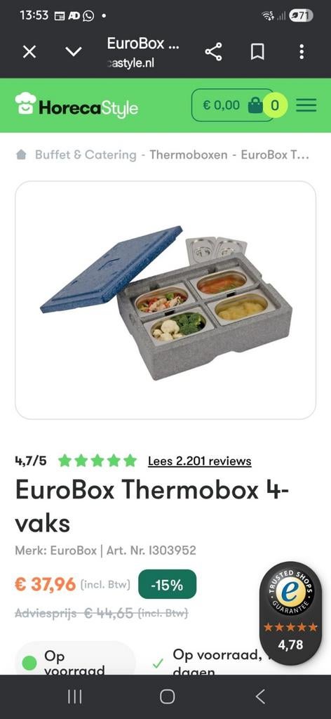 Thermo !! Maaltijdbox van Eurobox 5 vaks , 20 Stuks., Ophalen, Zo goed als nieuw, Overige typen