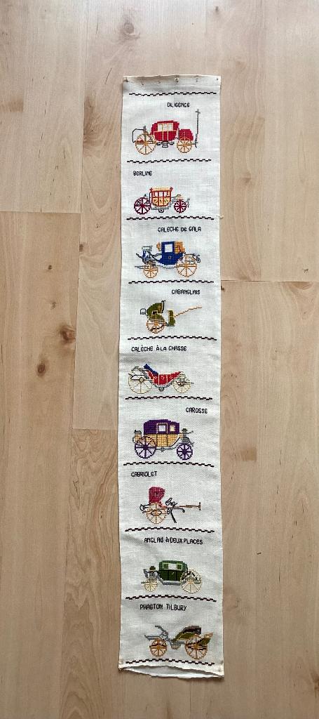 Borduurwerk, zijde, schellekoord, koets, vintage, Ophalen, Gebruikt, Handborduren, Overige typen