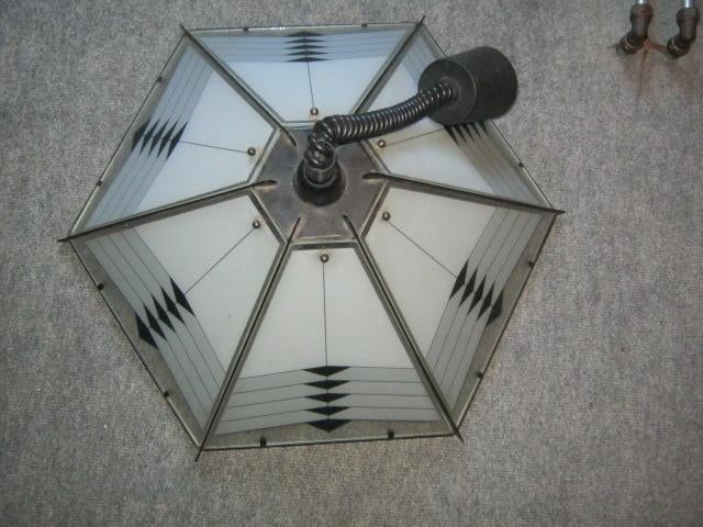 Hanglamp Art Deco Stijl, Huis en Inrichting, Lampen | Hanglampen, Ophalen, Glas, Zo goed als nieuw, Minder dan 50 cm