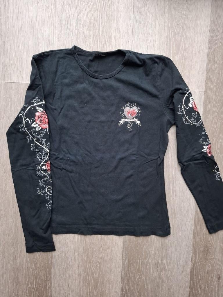Dames Harley Davidson T-shirt, Kleding | Heren, T-shirts, Ophalen of Verzenden, Zo goed als nieuw, Zwart