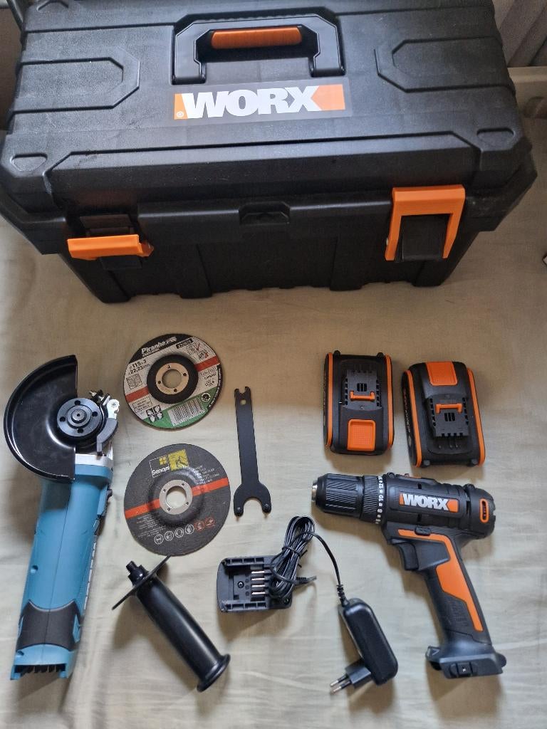 Worx accuboor + Wesco slijptol, boor/bitset en koffer, nieuw, Ophalen of Verzenden, Nieuw, Boor- en Schroefmachine