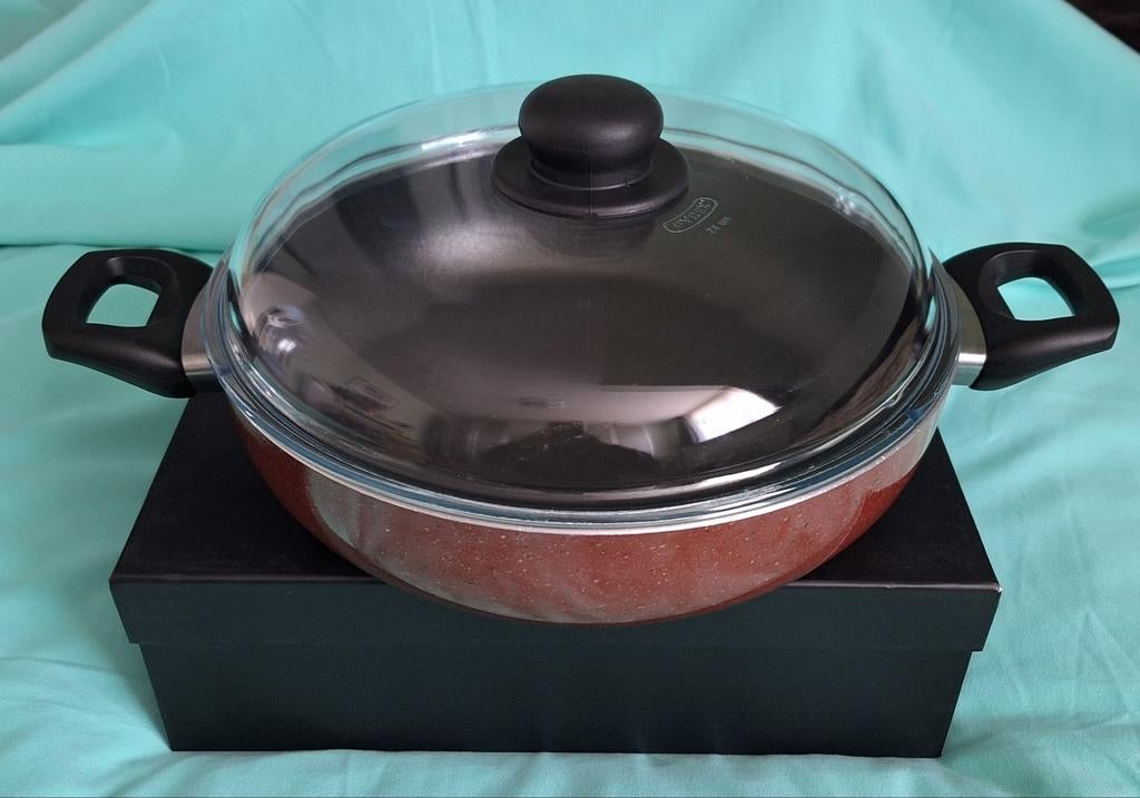 Sysas, braadpan,  met glazen deksel, Ophalen of Verzenden, Gebruikt, Gietijzer, Koekenpan of Braadpan