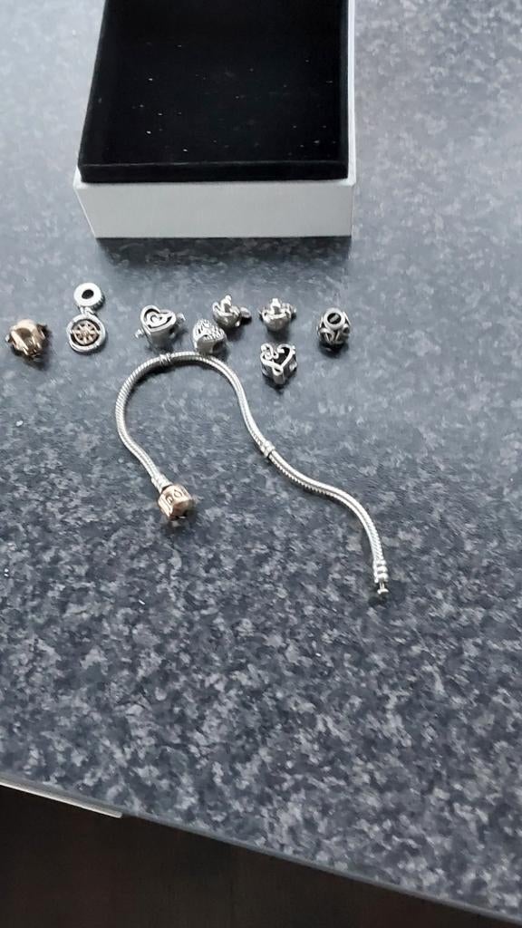 Pandora armband met bedels, Ophalen of Verzenden, Zo goed als nieuw, Zilver, Navelpiercing