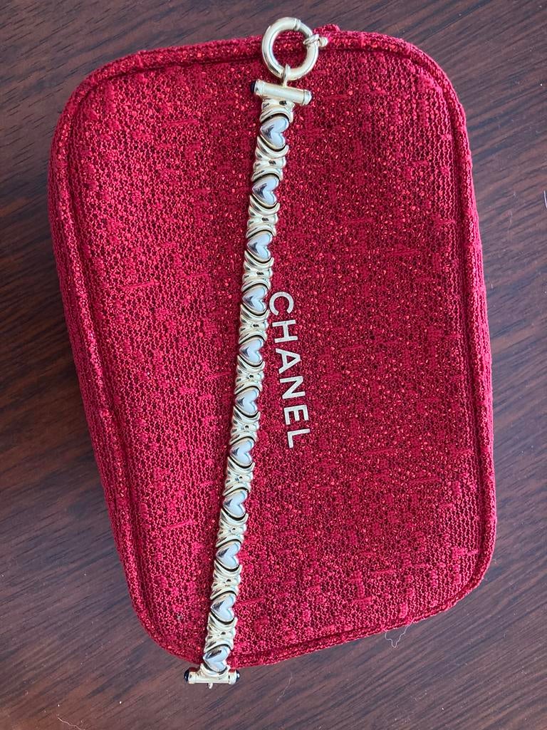 Gouden vintage schakel armband goud 585 14 karaat hartjes, Ophalen of Verzenden, Goud