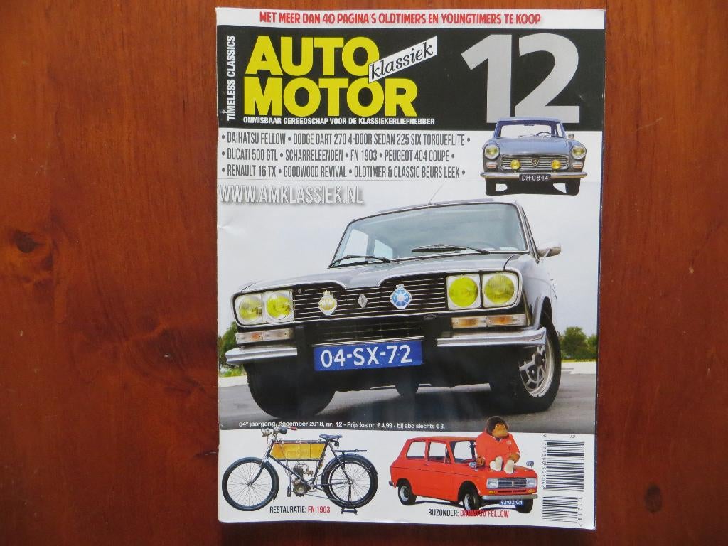 Auto Motor Klassiek 12 2018 Renault 16 TX, Peugeot 404 Coupé, Ophalen of Verzenden, Nieuw, Peugeot