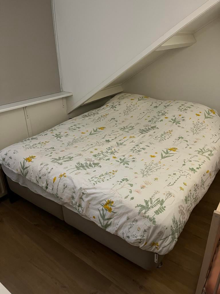 IKEA Engerdal boxspring 160x200, Ophalen, Gebruikt, Beige, Tweepersoons