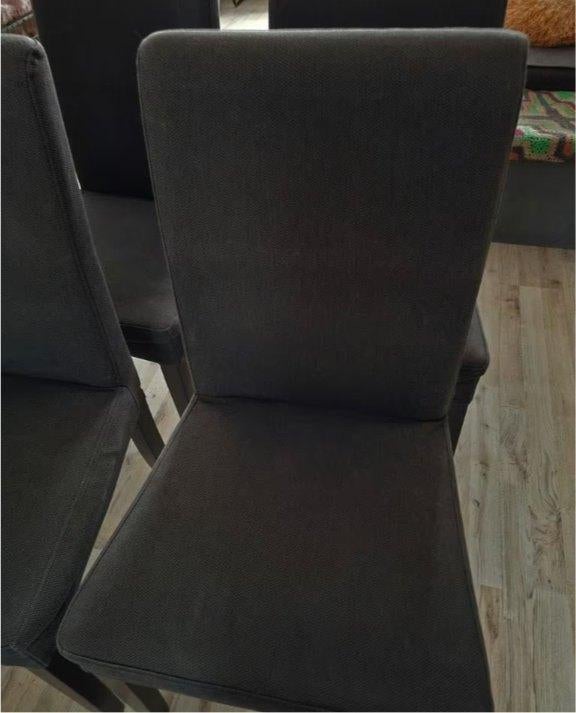 4 Eethoekstoelen kleur Antraciet, Ophalen, Gebruikt, Vier, Stof