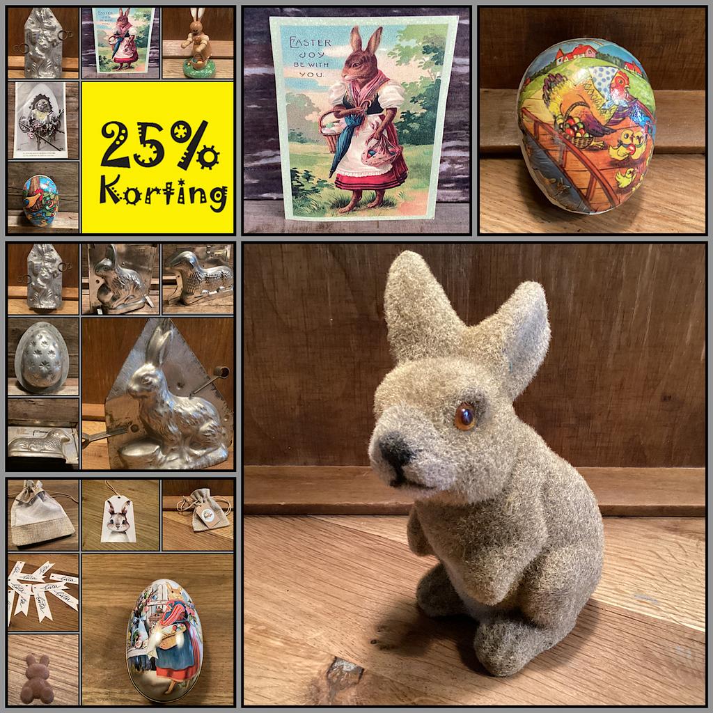 Flockhaas,struisvogelei,bakvormen, oud paaskaarten, haas,ei, Ophalen of Verzenden, Gebruikt