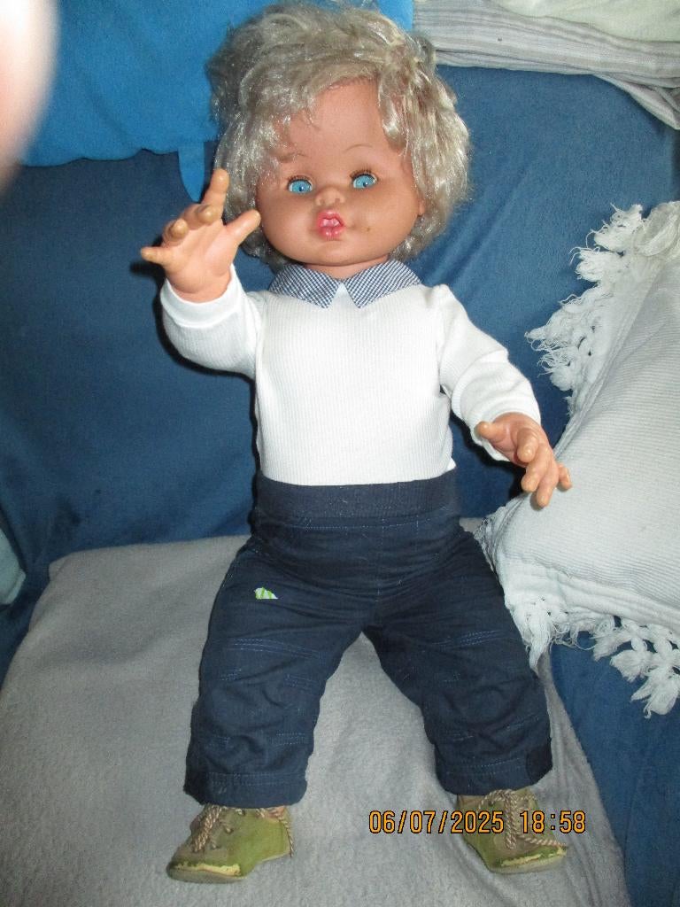 Grote pop van 70cm, ongever 40jr. oud, Verzamelen, Poppen, Ophalen of Verzenden, Zo goed als nieuw, Pop