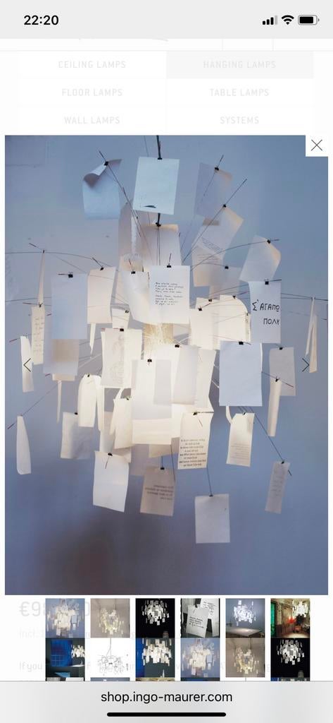 Zettel’z 5 - hanglamp Ingo Maurer - nieuw papier, Ophalen