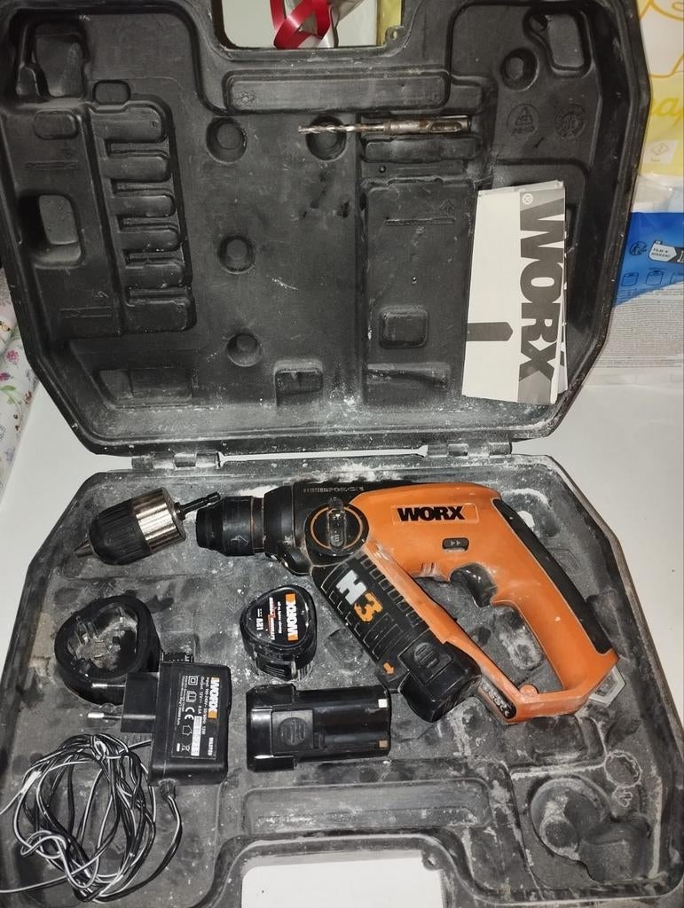 WORX accu boorhamer H3 3 in 1 + 3 accu's accu combi hamer, Ophalen of Verzenden