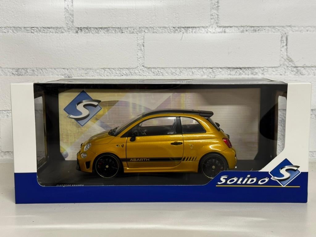 SOLIDO 1:18 FIAT 500 ABARTH F595 METALLIC GEEL NIEUW I DOOS, Ophalen of Verzenden, Nieuw, Auto, Solido