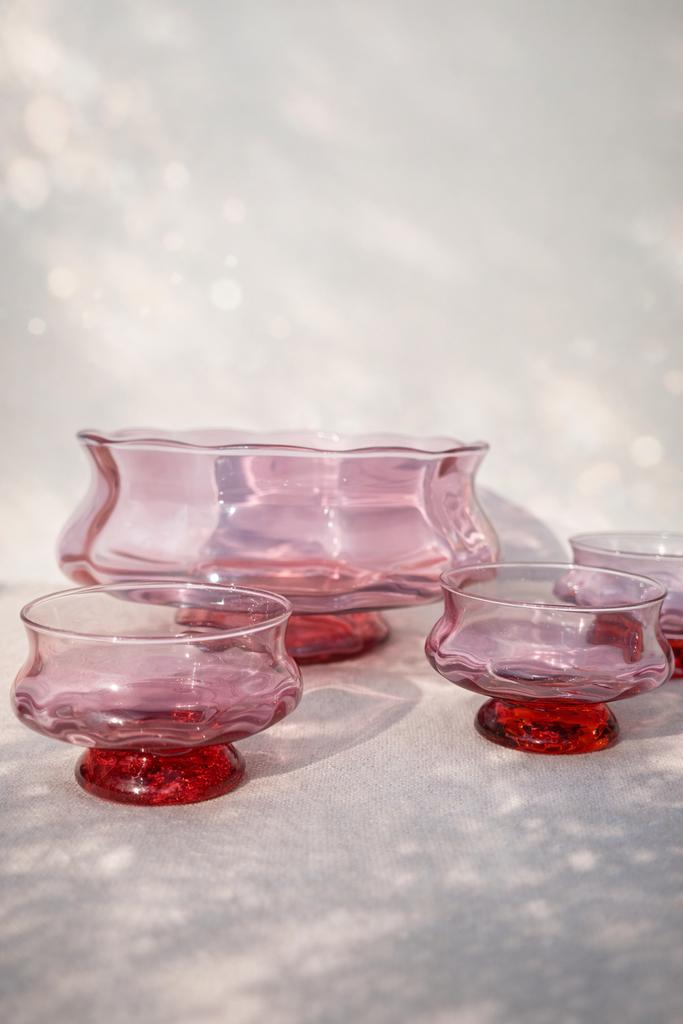 Vintage roze glaswerk dessert bakjes en schaal, Ophalen of Verzenden