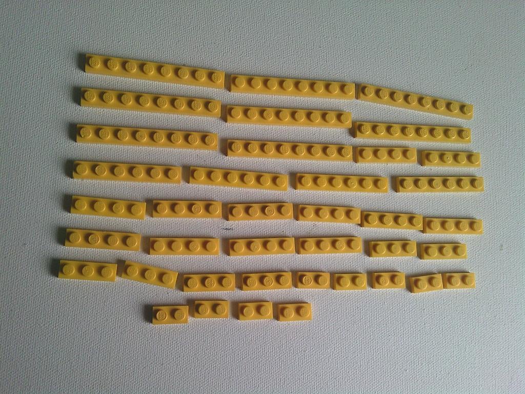 Lego: Plaatjes 1x8, 1x6, 1x4, 1x3, 1x2 geel, Ophalen of Verzenden, Gebruikt, Lego