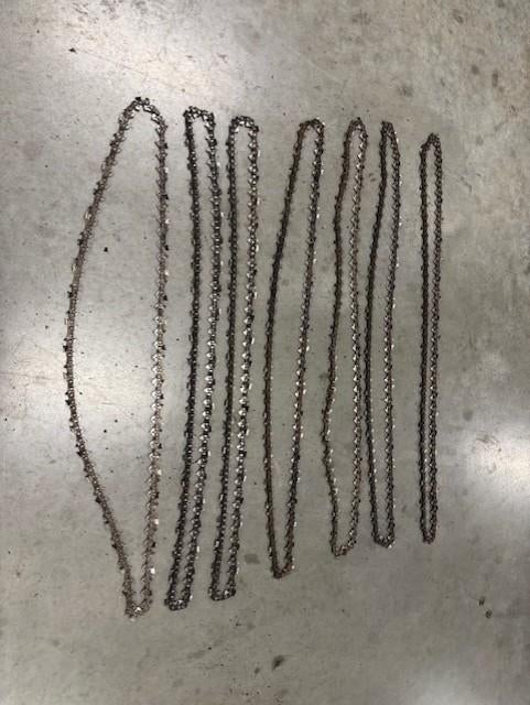 7 stuks gebruikte zaagkettingen Stihl Oregon, Tuin en Terras, Hand-tuingereedschap, Ophalen of Verzenden, Gebruikt, Overige soorten