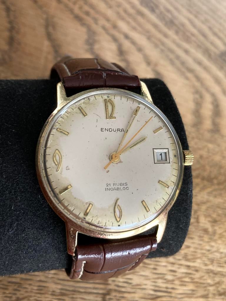 Endura horloge, Sieraden, Tassen en Uiterlijk, Horloges | Antiek, Overige merken, Staal, Met bandje, Polshorloge