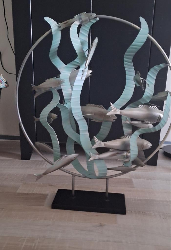 Moderne metalen sculptuur - Vissen in een cirkel, Ophalen