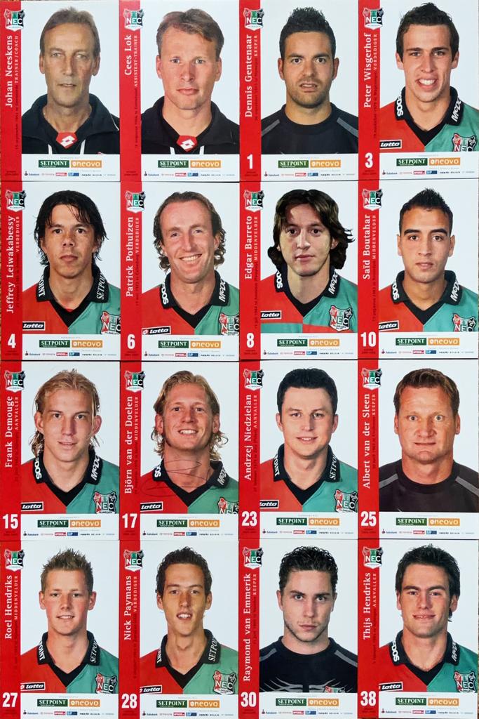 17 Spelerskaarten NEC Nijmegen - seizoen 2004/2005, Ophalen of Verzenden, Zo goed als nieuw, PSV, Spelerskaart