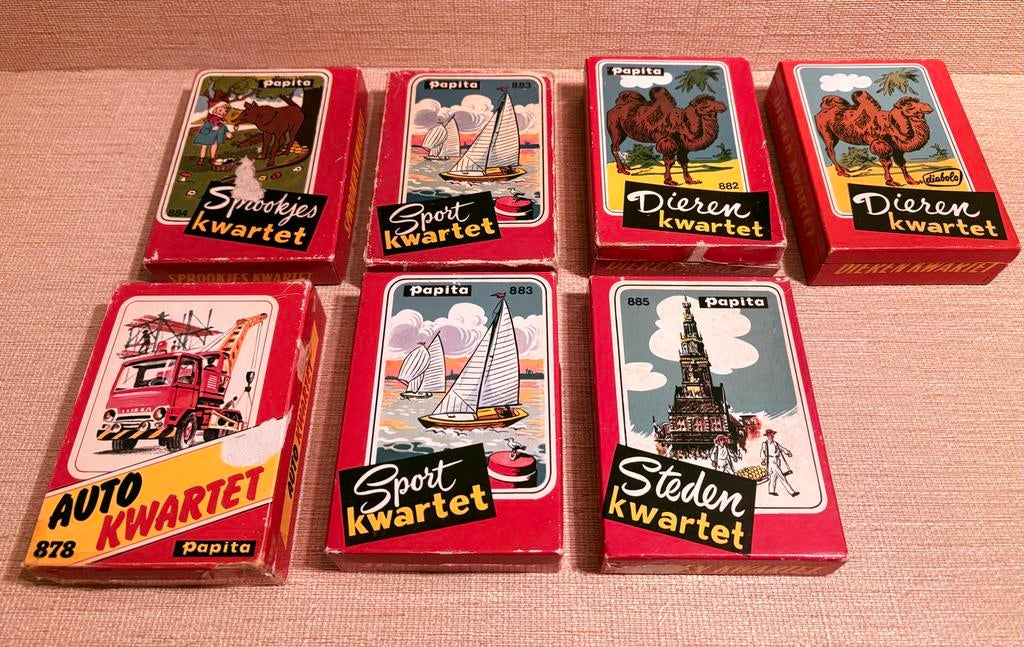 7x Vintage Papita Kwartet Spellen - Diverse Uitgaven, Ophalen of Verzenden, Gebruikt, Kwartet(ten)