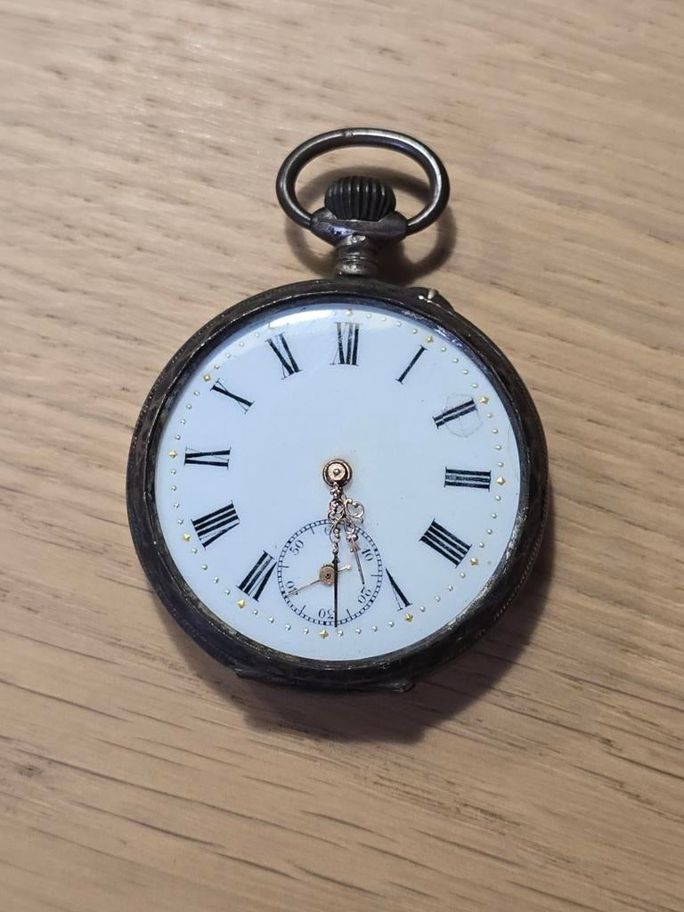 Zilveren Remontoir Cylindre Zakhorloge €89, Sieraden, Tassen en Uiterlijk, Horloges | Antiek, Ophalen of Verzenden, Zilver, Overige merken