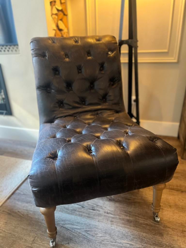 Te Koop Rivièra Maison leren stoel, Huis en Inrichting, Ophalen, Gebruikt, 50 tot 75 cm, Leer