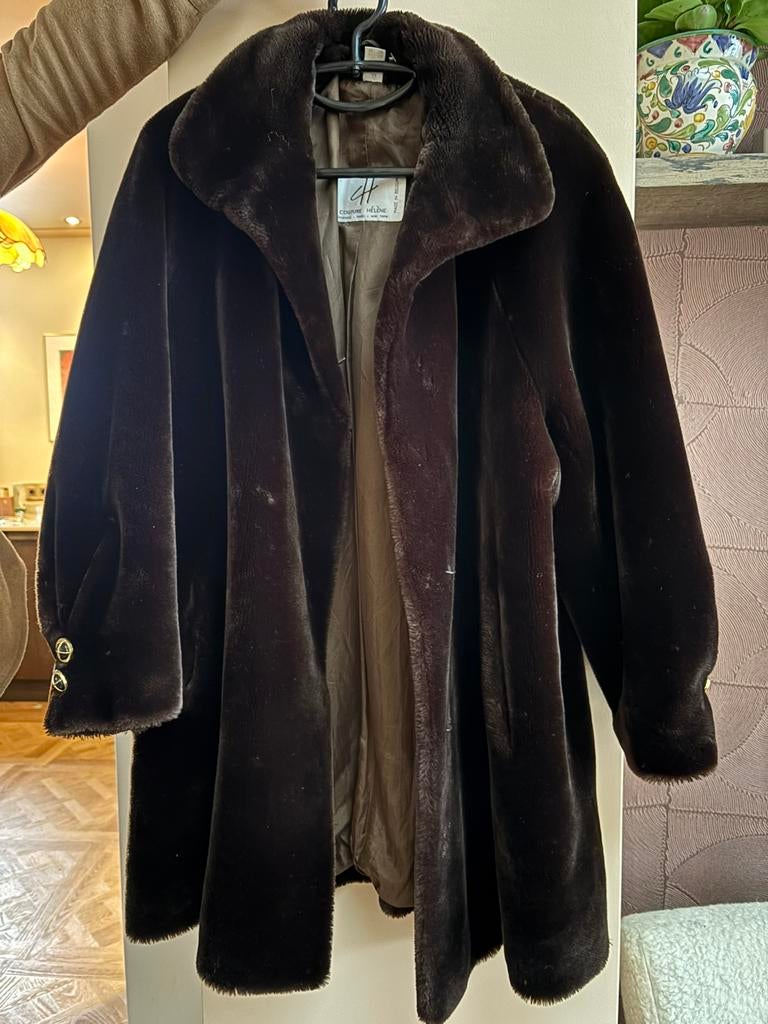 Prachtige bruine faux fur jas Couture Hélène maat S 36, Ophalen of Verzenden, Zo goed als nieuw, Bruin, Jas of Mantel