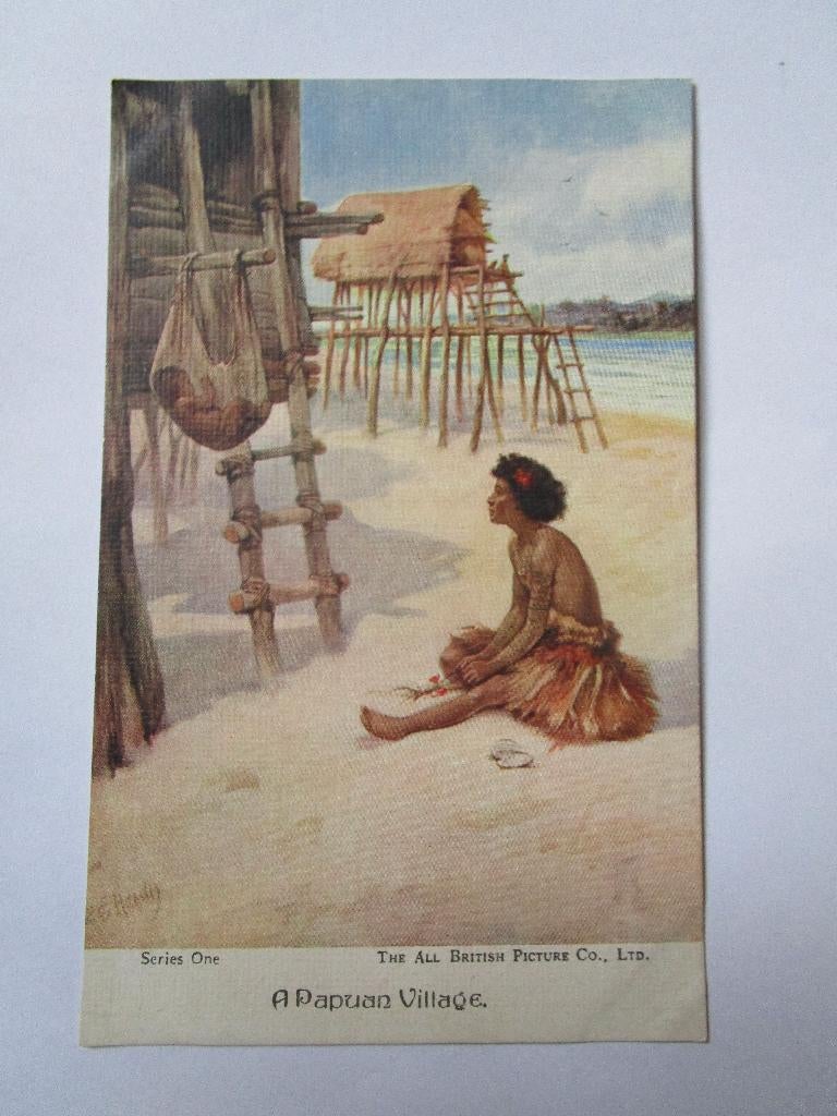 Ansichtkaart A.Papuan Village, Verzenden, Voor 1920, Gelopen, Buiten Europa