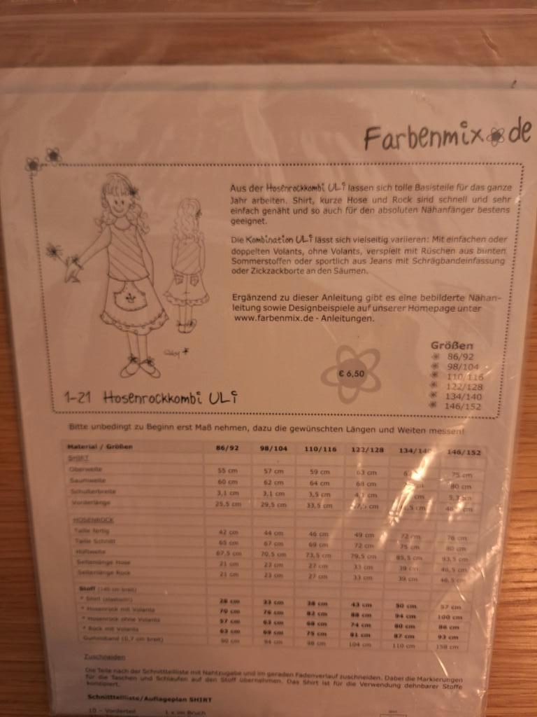 Farbenmix naaipatroon Uli voor broekrok en top, Overige merken, Overige typen, Kind, Ophalen of Verzenden