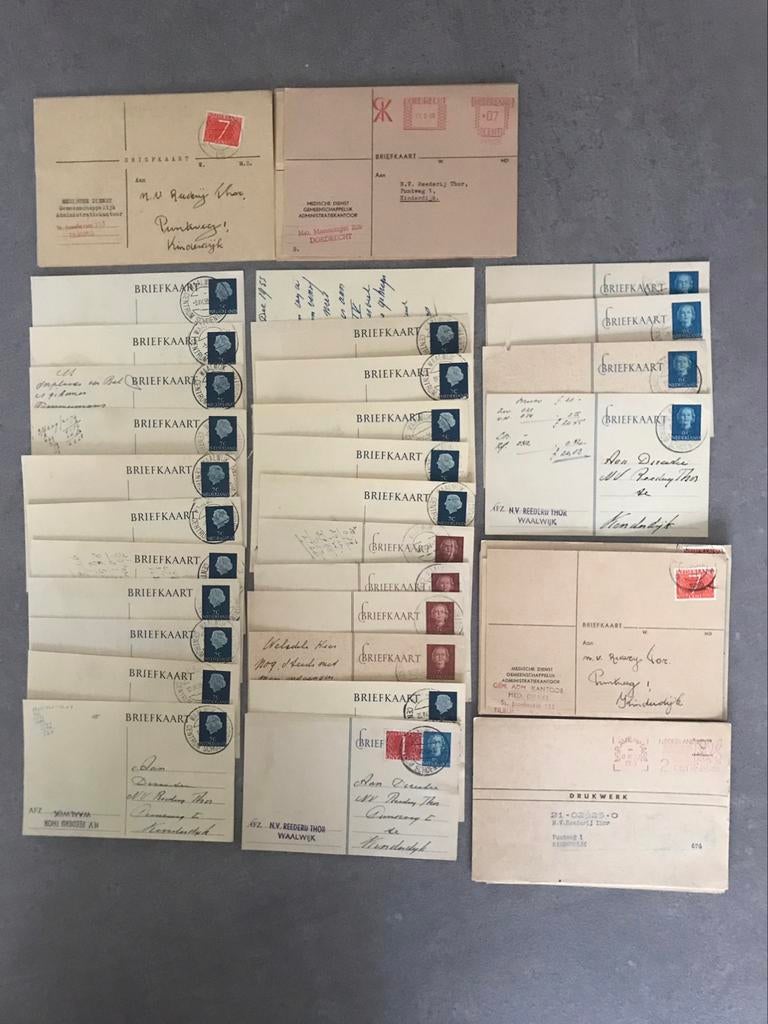 58 briefkaarten begin jaren 50 NV REEDERIJ THOR, Ophalen of Verzenden, Gebruikt, Trein, Kaart of Prent