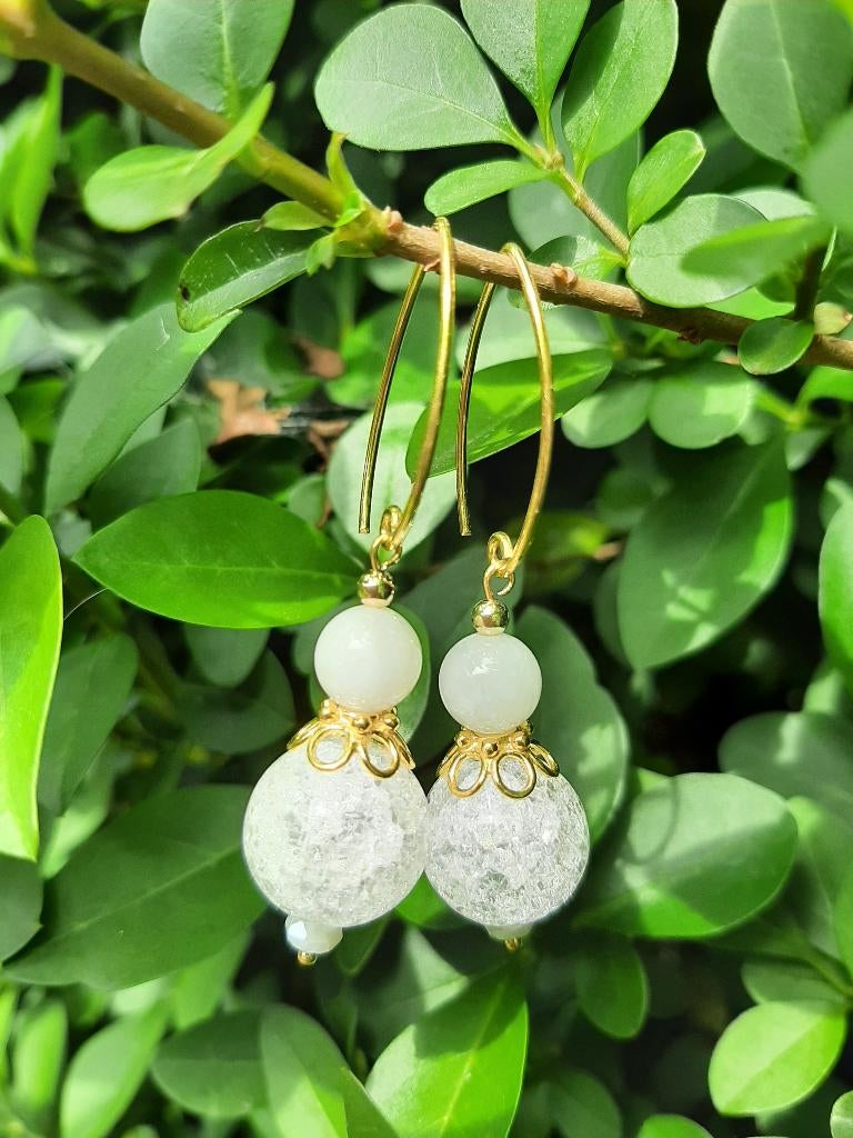 Oorbellen Lorde bergkristal-maansteen-swarovski goud, Ophalen, Nieuw