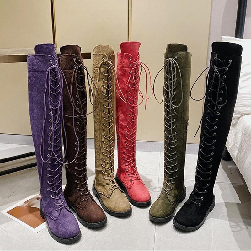 Overknee veter dames laarzen knie hoge zwarte bruine rode, Verzenden, Nieuw, Overige kleuren, Hoge laarzen