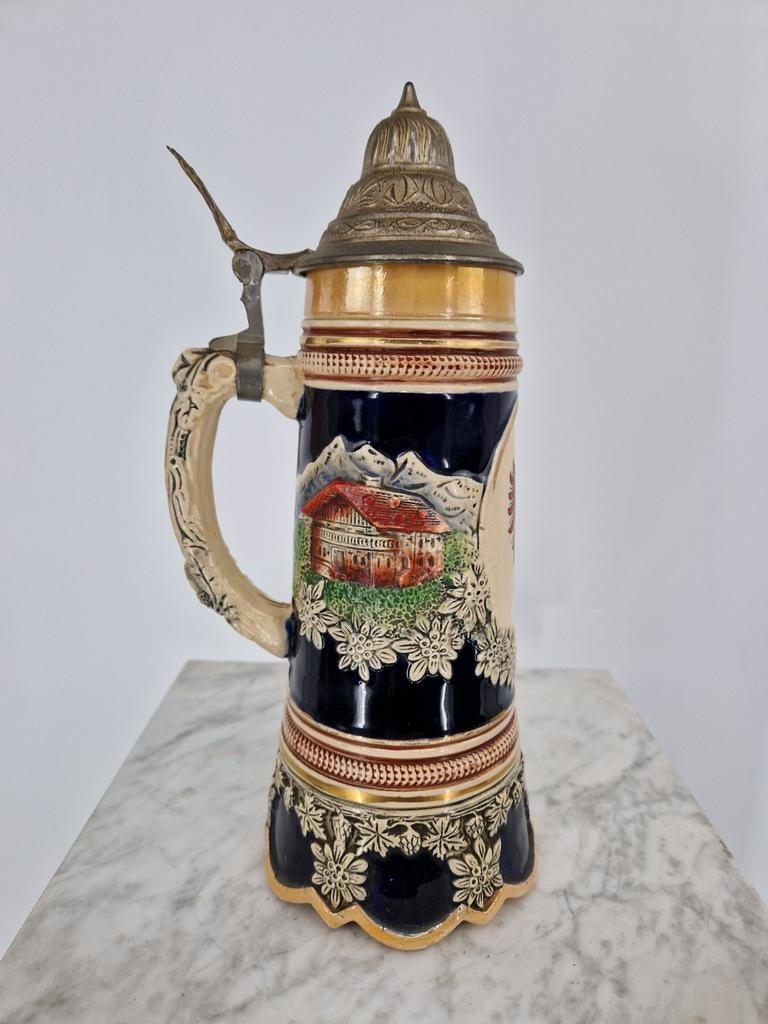 Tiroolse bierpul met deksel | Muziekbierpul | Tirol | Werkt, Ophalen of Verzenden