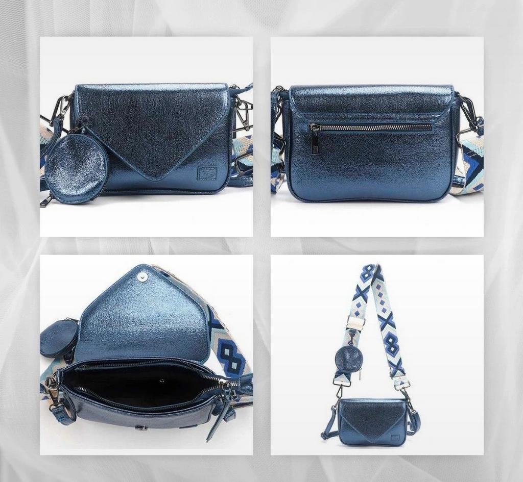 Nieuwe blauwe schoudertas met twee banden, Sieraden, Tassen en Uiterlijk, Tassen | Damestassen, Ophalen of Verzenden, Nieuw, Blauw
