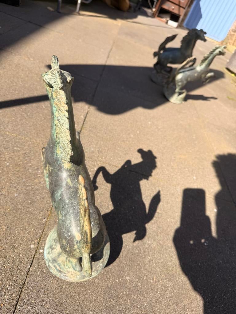 Bronzen paarden, 4 stuks, gepatineerd, Ophalen, Brons