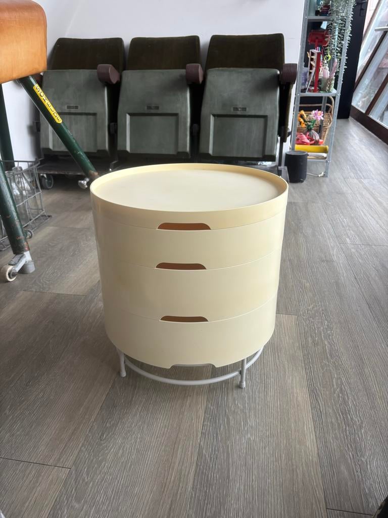 Ikea PS2014, Bijzettafel, Wit Trolley., Huis en Inrichting, 45 tot 60 cm, Gebruikt, Rond, Ophalen of Verzenden