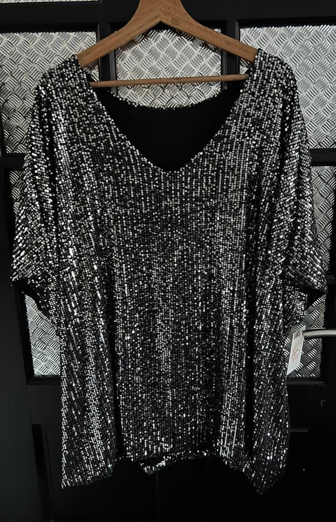 Zwart/zilver glitter shirt, Ophalen of Verzenden, Nieuw, Zwart, Shirt of Top