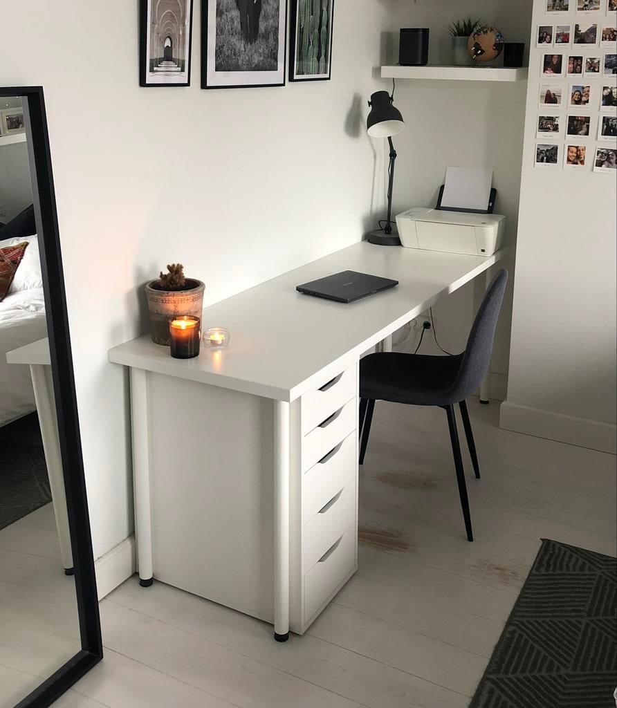 Wit bureau Ikea 200x60cm met 5 poten, Ophalen, Demontabel, Hout, Zo goed als nieuw